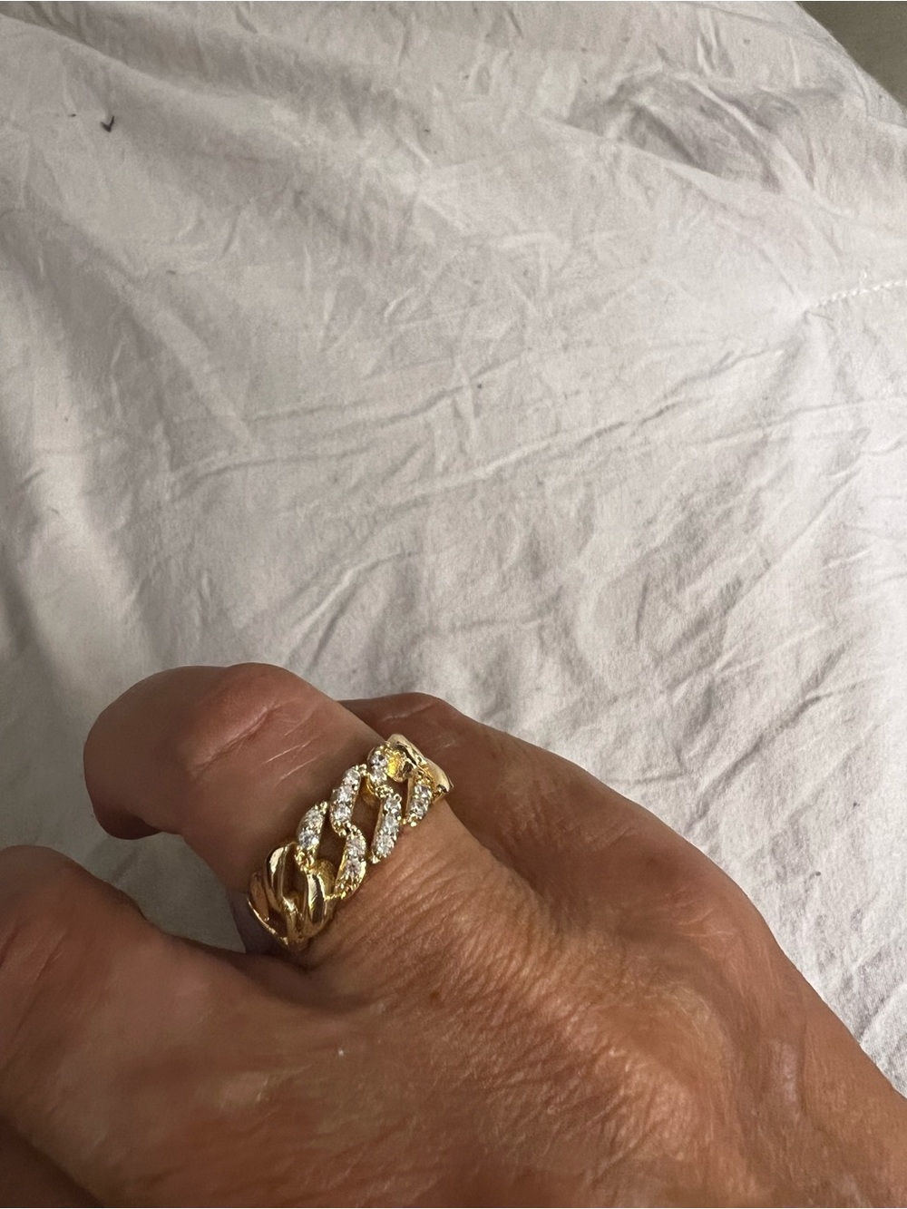 ICED MIAMI CUBAN LINK LBand Ring with CZ Accents ADJUSTABLE NEW